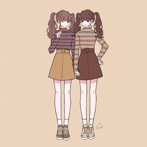闺蜜日常穿搭配,动漫女孩全身照,