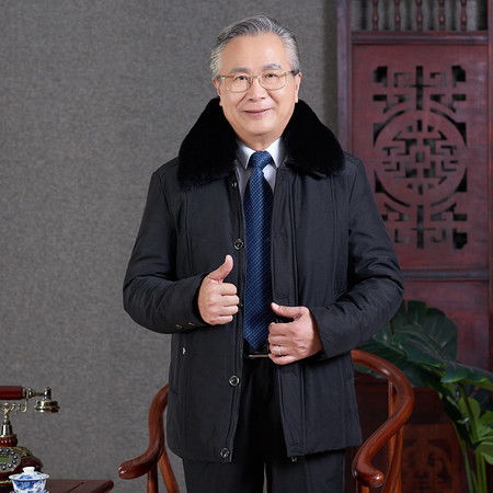 冬季中老年男棉衣中年毛领男士宽松外套加绒加厚棉服爸爸装男棉袄