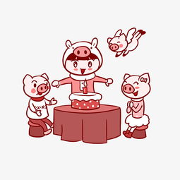 卡通小猪和女孩过生日png透明底图片素材其他格式下载动漫人物大全