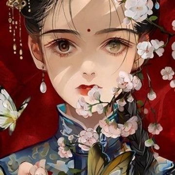 超仙气女生动漫头像拿扇子红衣古装仙气美女头像,古风头像图片