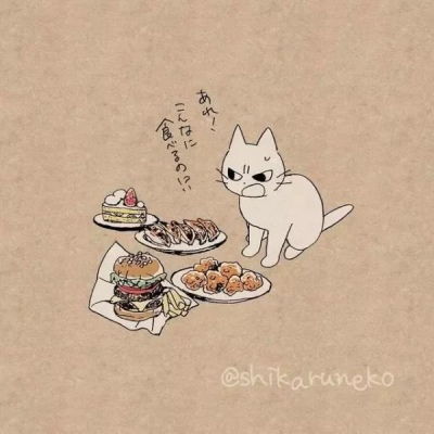 一组卡通可爱猫咪头像日本画师