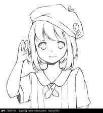 漫画卡通女孩线稿图片漫画卡通女孩线稿设计素材