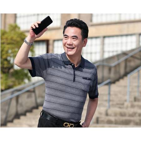 z夏季中老年短袖t恤爸爸装男士翻领上衣4050岁中年人体恤衫夏装男图片大全邮乐官方网站