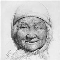 素描老人头像图片大全正面中国老人素描头像图片女