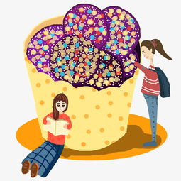 手绘美食卡通可爱女孩和巧克力饼干插画图片素材其他格式下载动漫人物大全