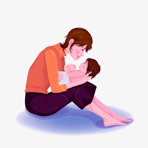 卡通手绘抱着孩子的妈妈素材图片免费下载高清png千库网图片编号10198690