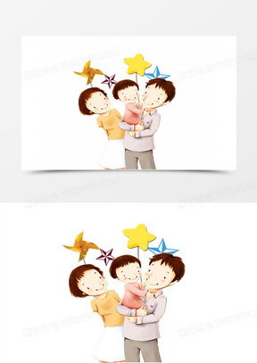 卡通头像一家三口儿童简笔画