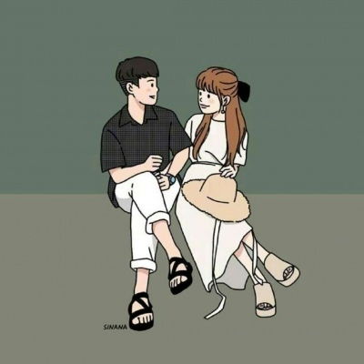 简笔漫画情侣头像,我其实一直在终点等你