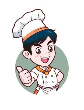 卡通年轻男性厨师