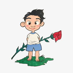 情人节玫瑰男孩卡通插画png免抠图片素材其他格式下载动漫人物大全