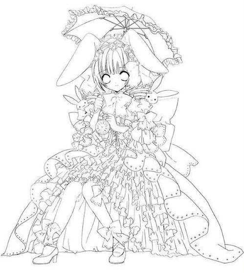 美漫卡通画,动漫小美女精品线稿