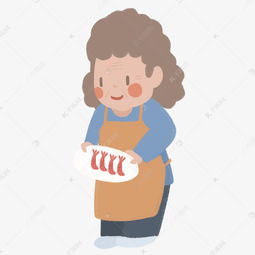 卡通拿着一碟美食的妈妈免抠图素材图片免费下载千库网