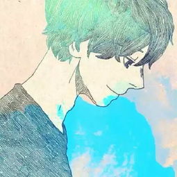 背靠左边的素描动漫人物