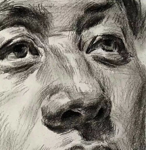 教程教你画标准式四分之三侧男中年素描头像