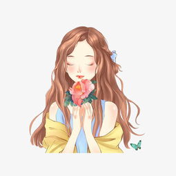 拿着鲜花的漂亮女孩素材图片免费下载高清png千库网图片编号9210560