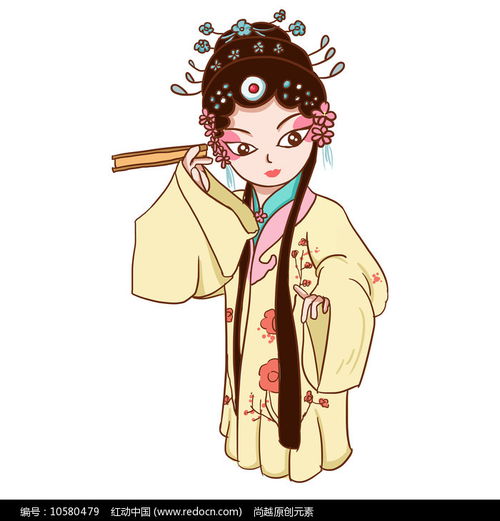 原创手绘呆萌京剧戏剧人物插画