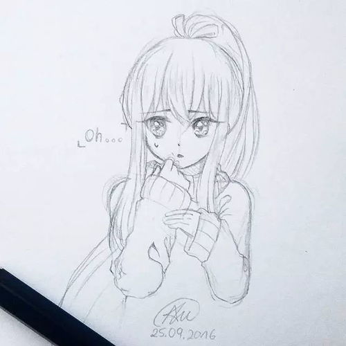 简单女生动漫线稿图,适合新手临摹