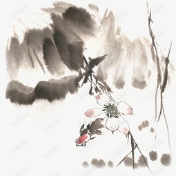 荷花金鱼水墨画png免抠素材图片免费下载高清psd千库网图片编号11814296