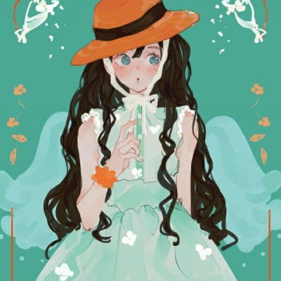 江孑一组唯美卡通少女人物插画