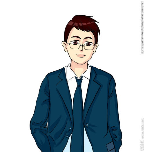 手绘穿西装戴眼镜男人图片