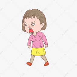 卡通手绘人物发火少女素材图片免费下载千库网