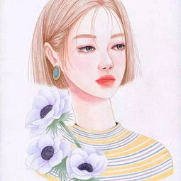 一组令人着迷的彩铅插画头像