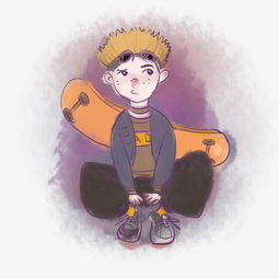 欧美风滑板少年卡通插画图片素材其他格式下载动漫人物大全