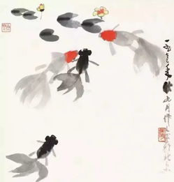 鱼戏画中,写意金鱼画法