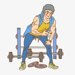 手绘健身举杠铃男子人物插画图片素材其他格式下载动漫人物大全