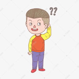卡通手绘人物想问题少年素材图片免费下载千库网