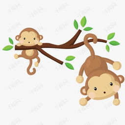 卡通手绘树上的小猴子素材图片免费下载高清psd千库网图片编号10594857
