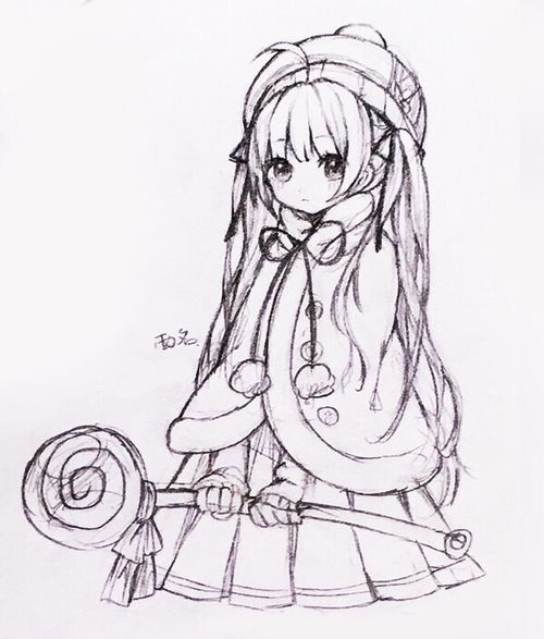 线稿动漫少女手绘插画可爱头像