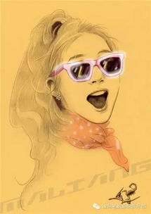 一组漂亮的女生线描肖像