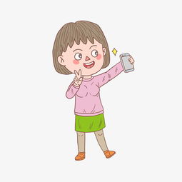 卡通手绘人物手机自拍少女图片素材其他格式下载动漫人物大全