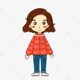 短发小女孩棉袄冬季卡通形象手绘png素材图片免费下载千库网