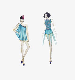 蓝色时尚服装模特女孩