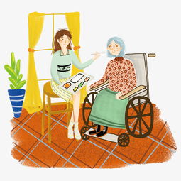 美女关爱老人探望轮椅上的老奶奶图片素材其他格式下载动漫人物大全