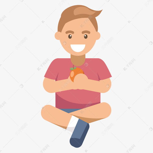 坐在地上吃西红柿的卡通男士素材图片免费下载千库网