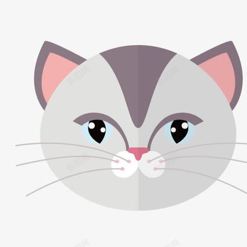 灰色卡通小猫脸部平面电商创意素材脸部素材