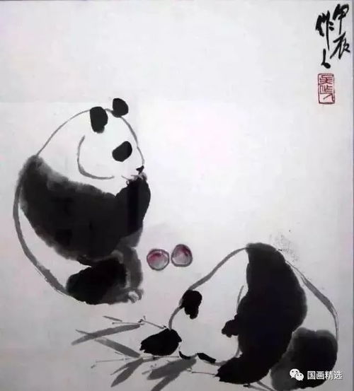 他画金鱼是一绝,其笔下的熊猫也堪称一绝