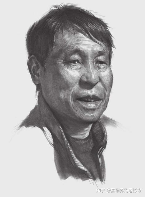 男老人素描人物头像的画法