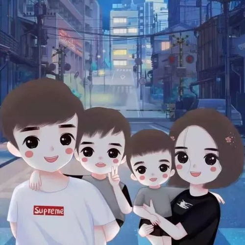 卡通头像一家三口动画