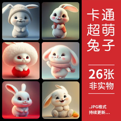 2023兔年立体圣诞超萌小兔子动漫卡通头像表情包高清壁纸jpg图片淘宝网素材资源