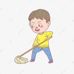 卡通手绘人物打扫卫生男孩素材图片免费下载千库网