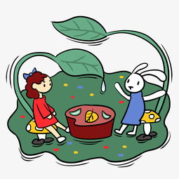 手绘卡通可爱梦幻童话小女孩和兔子图片素材其他格式下载动漫人物大全