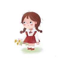 白色背景简单的卡通小女孩微信头像