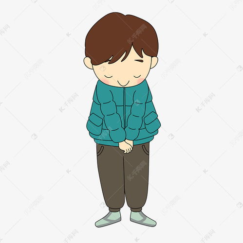 儿童节蓝色卡通手绘教育行业内向害羞小男孩素材图片免费下载千库网