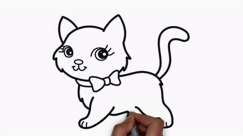 儿童学绘画,画猫