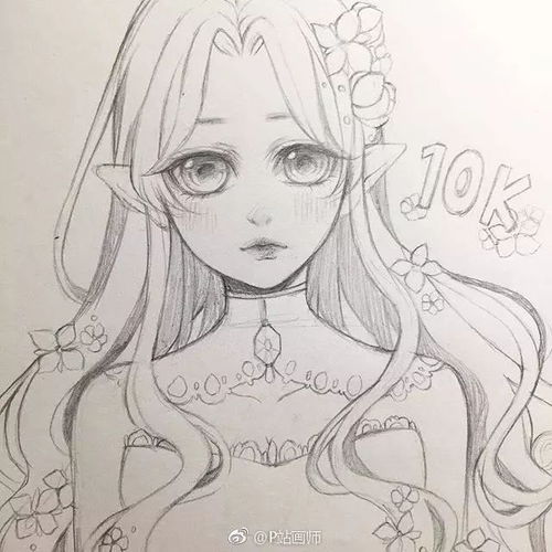 34个手绘白描线稿,动漫言情风女孩,抱走临摹上色吧