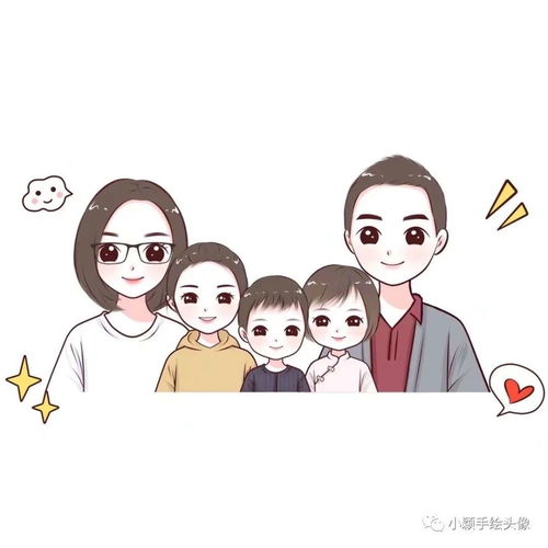 动漫风全家福图片,一家五口新年头像合集,仪式感十足
